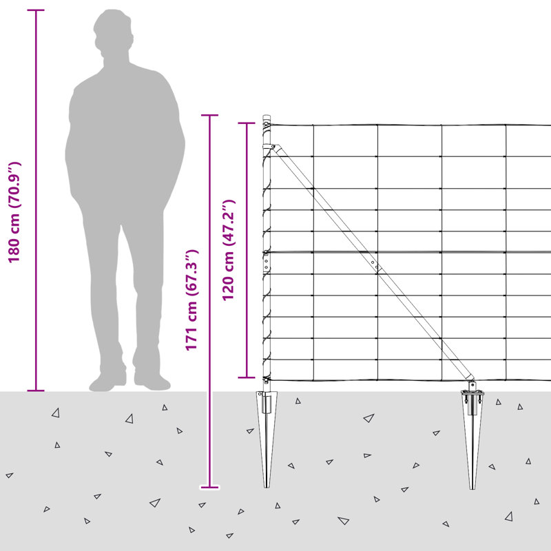 Field Fence Galvanised Steel, 120cm H x 2500cm W