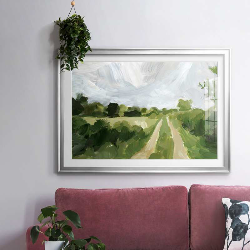 Meadow Trail II, reproduction d'art encadrée, Argent, H 30 po x l 44 po x P 1,5 po