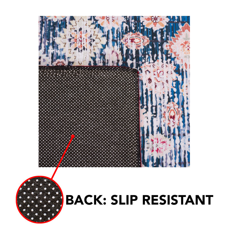 Ziebarth 164 M/W S/R Area Rug In Blue / Red, Square 6'