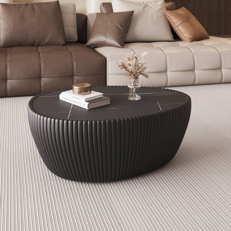 Table basse en cuir Eggs Shape, Noir