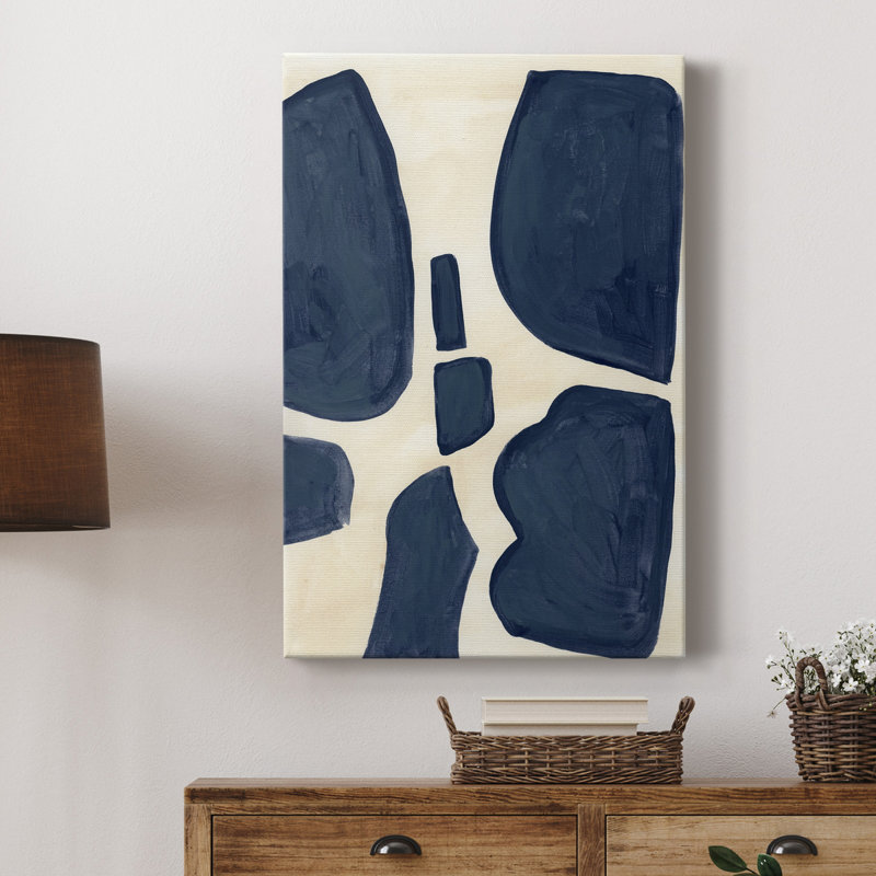 Pièces bleues II - peinture sur toile tendue, H 48 po x l 32 po x P 1 po