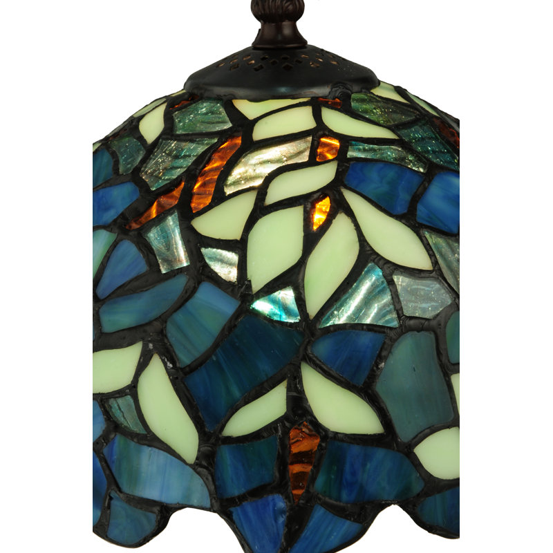 Nightfall Wisteria Stained Glass 14" Blue Table Lamp
