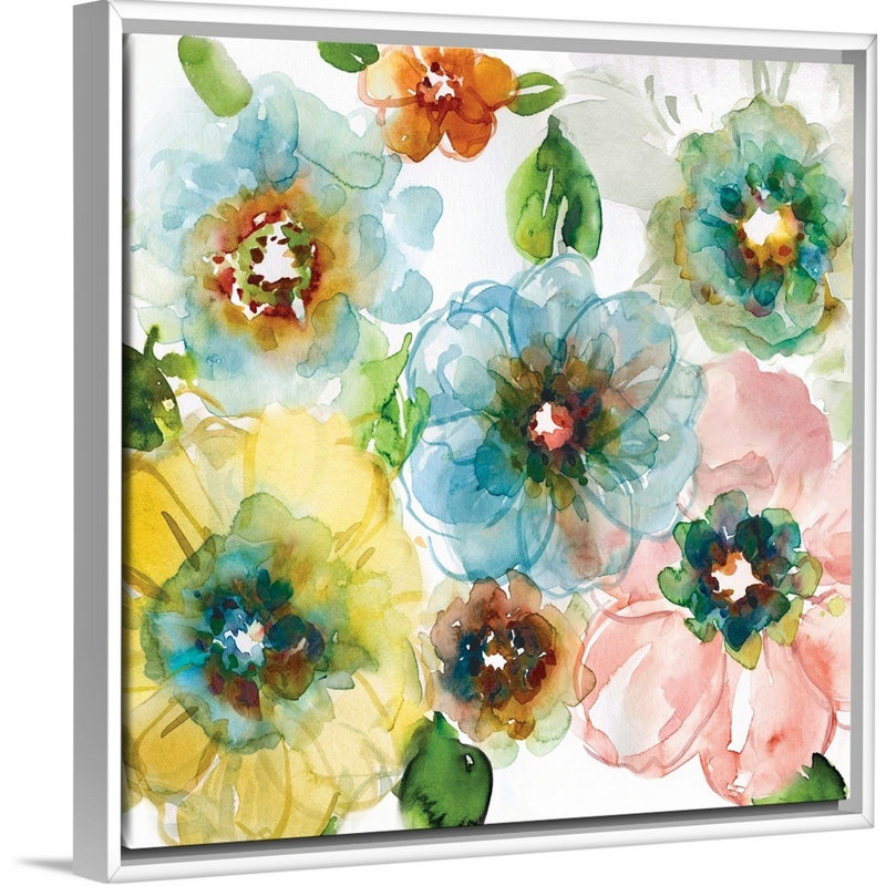 «Blooming of Spring II», reproduction d'art sur toile, Cadre flottant blanc, H 13,7 po x l 13,7 po x P 1,75 po