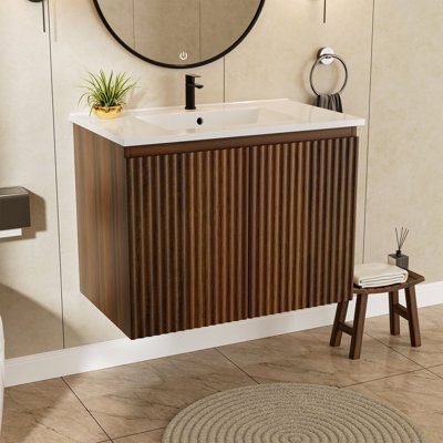 30Inch  Folding Wall Cabinet With Creamic Sink– Patented 1-Minute Install, Space-Saving & Easy Assemble,Modern Style