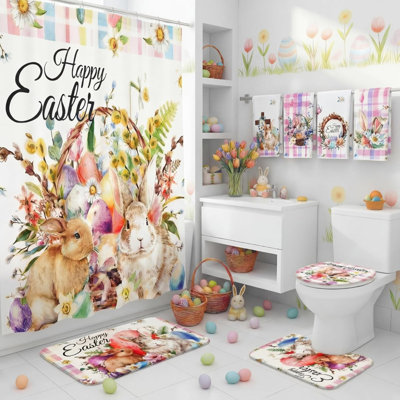 Ensemble de rideau de douche Happy Pâques