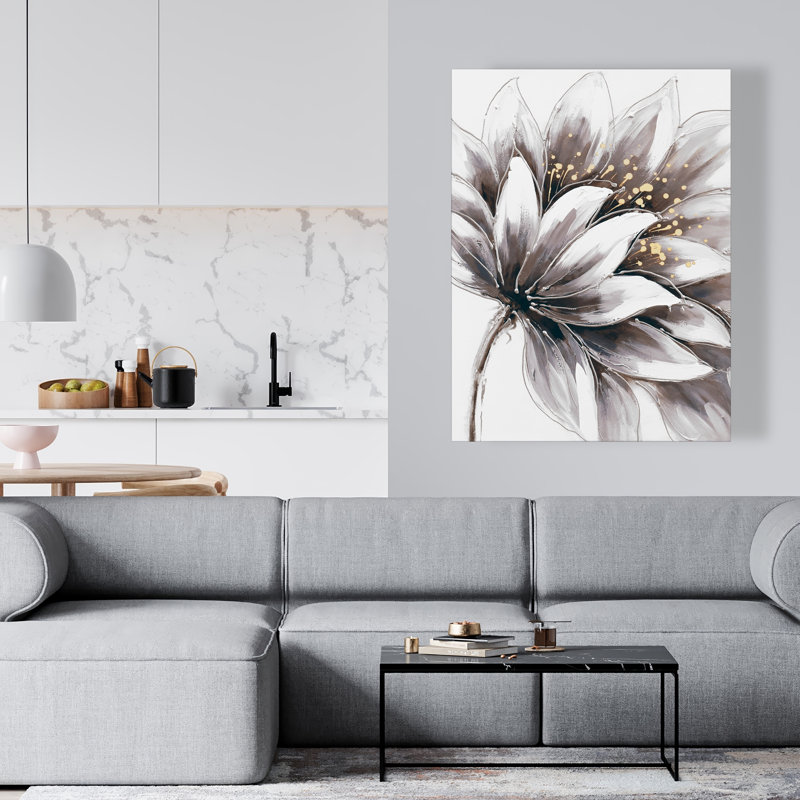 Fleur mauve avec centre doré - décor de toile de chambre