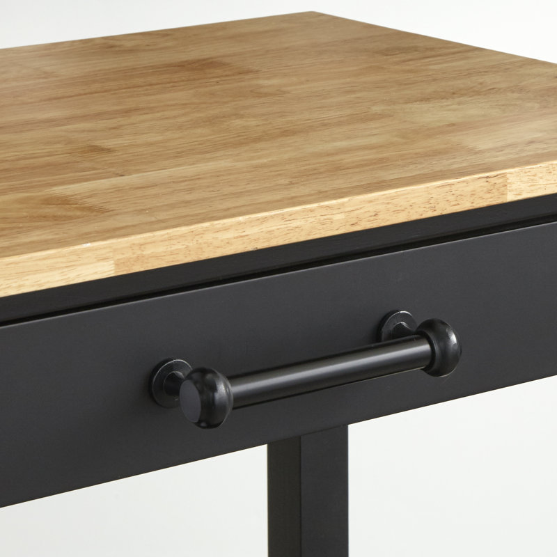 Lombard Kitchen Cart, Black, Solid Wood