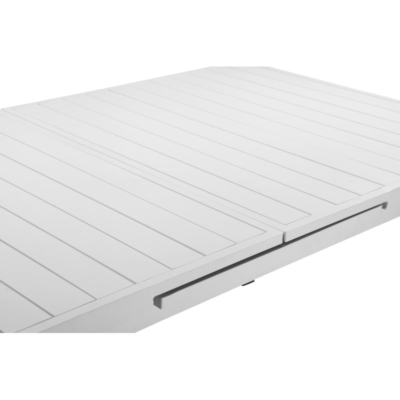 Ensemble de salle à manger d'extérieur en aluminium 7 pièces Cinya avec chaises empilables et rangement intégré, Blanc