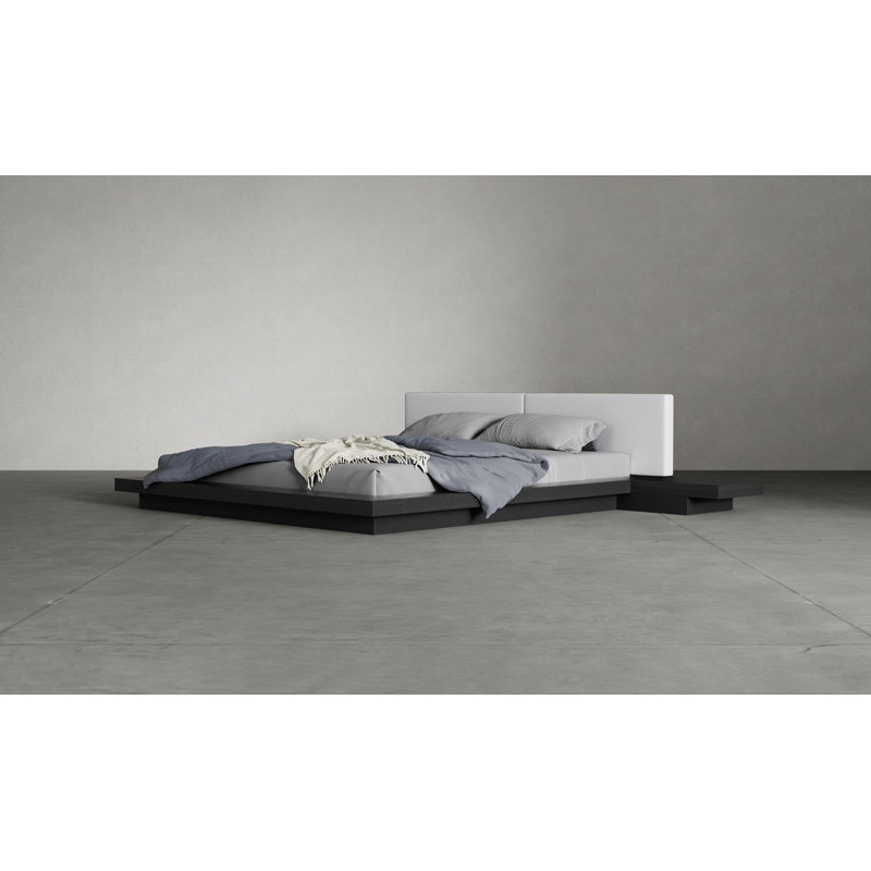 Upholstered Storage Bed, King, Wenge/White Leather
