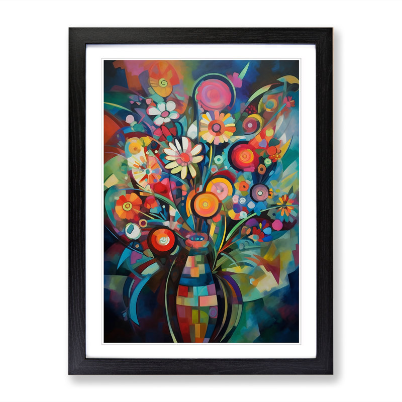 FRM-V0523-890X Flowers Constructivism Vol.4 - Picture Frame Print, Black Framed, 64cm H x 46cm W