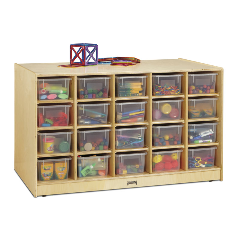 Jonti-Craft® Double Sided 20 Compartment Cubby, With Clear Bin