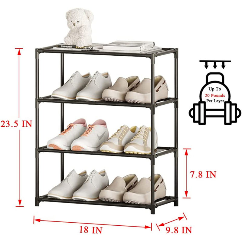 8 Pair Stackable Shoe Rack, Black