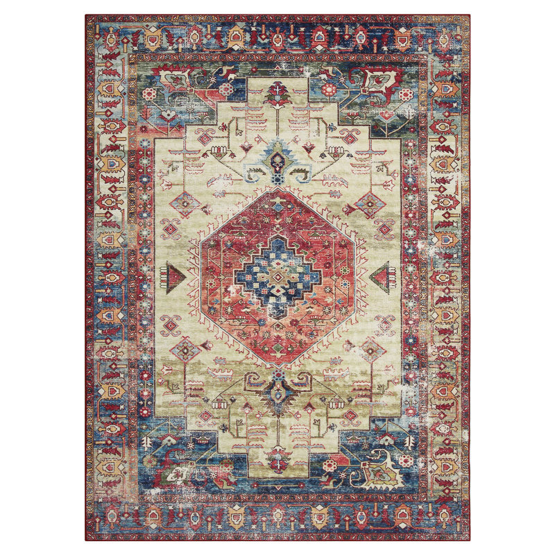 Tapis rétro antidérapant Boho, Rectangle 4pi x 6 pi