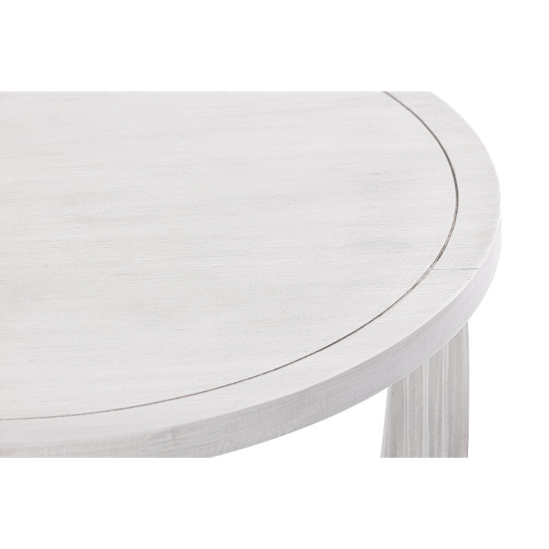 Flora Round Farmhouse End Table with Storage in White