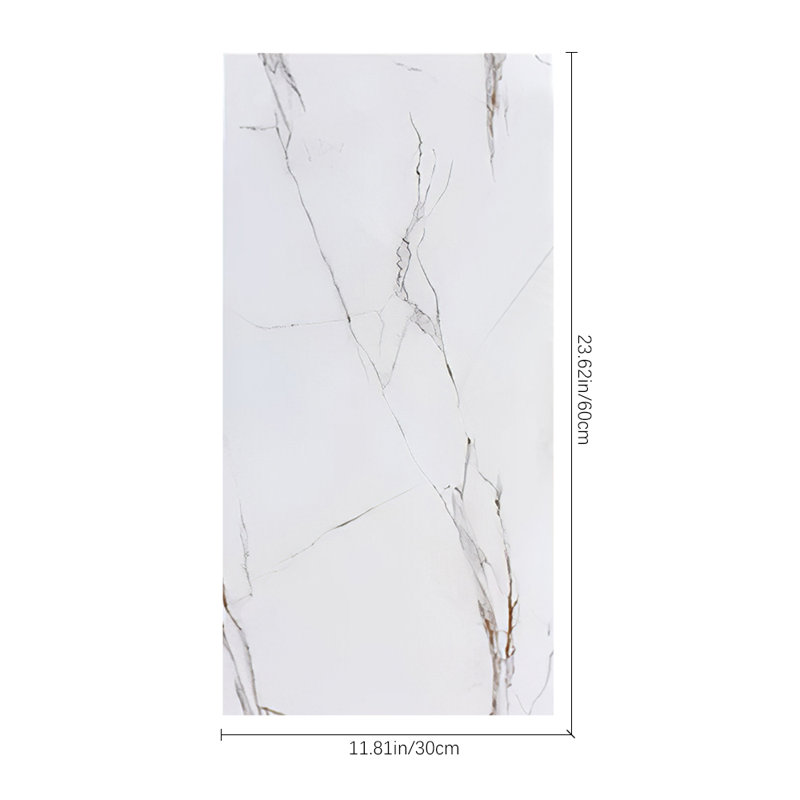 Deivids Peel and Stick Marble Wall Tile, White/Light Grey