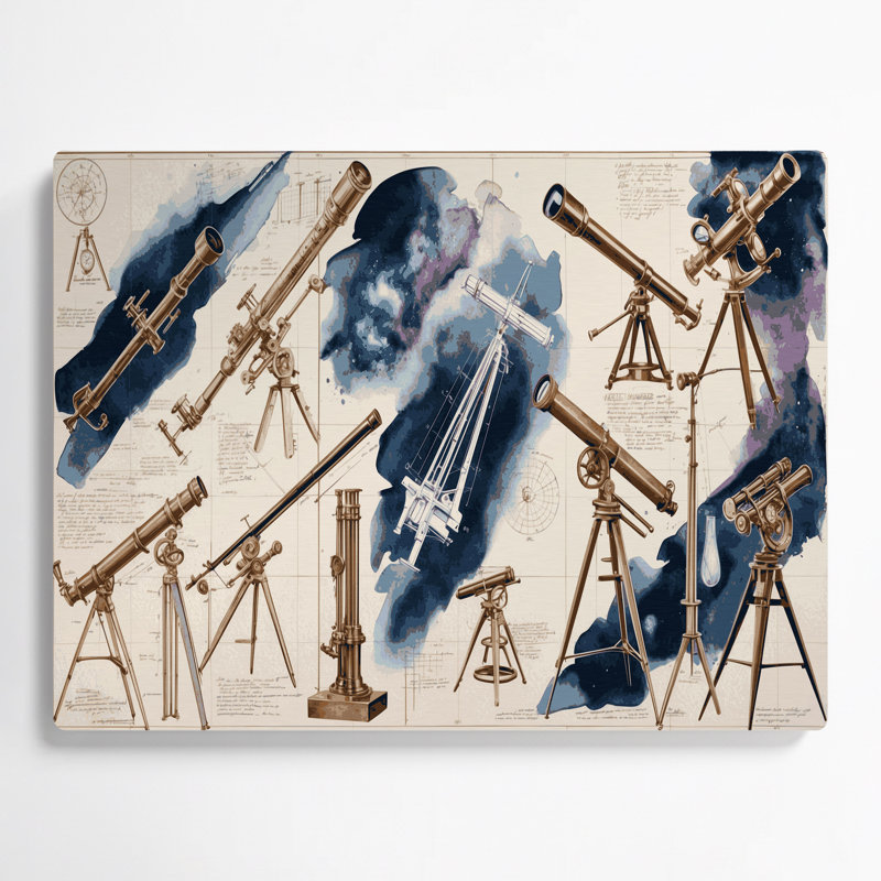 Tableaux de comparaison des télescopes spatiaux, art mural en métal beige