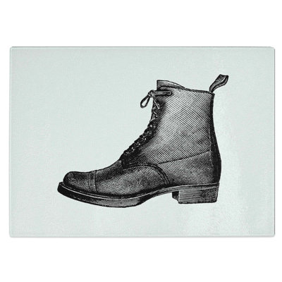 Tempered Glass Boot Illustration Chopping Board