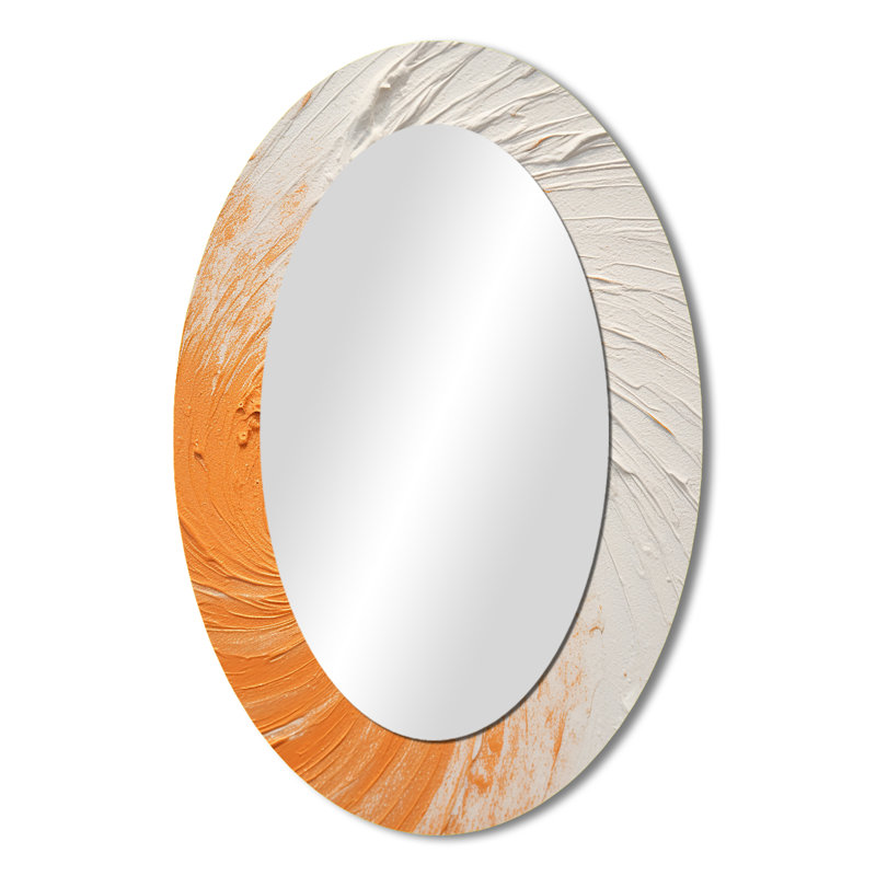 Miroir mural orange et blanc - spirale minimale orange, 36 po x 24 po