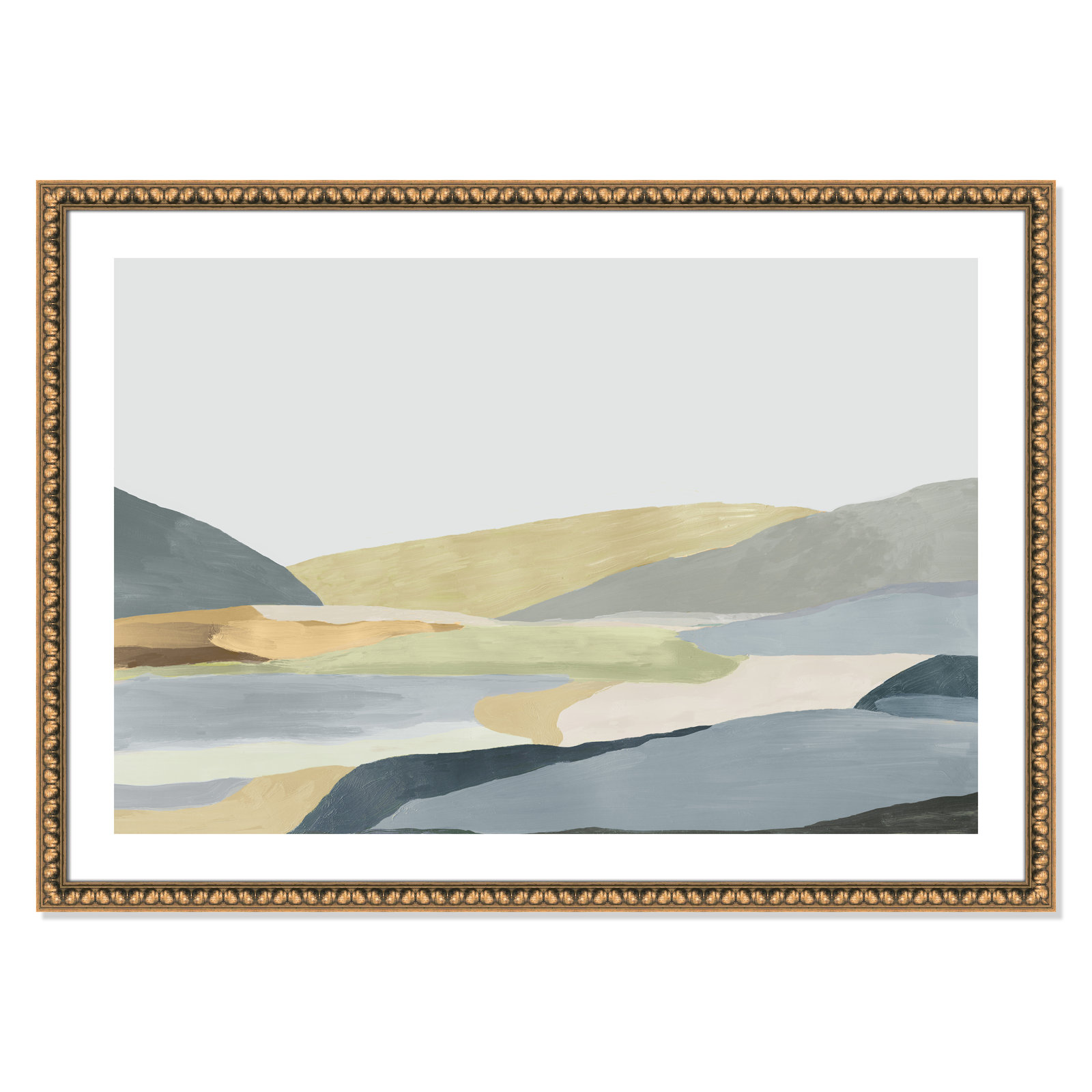 Blair "Warm Hills II" Painting, 30.5" H x 42.5" W x 1.13" D, Gold Bead Framed Paper