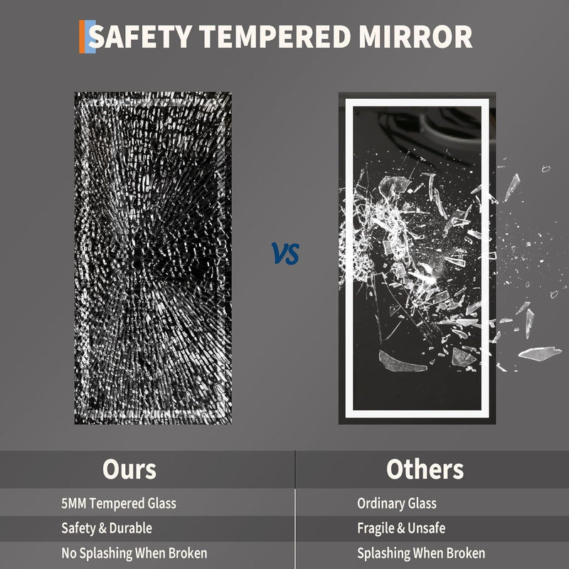 Miroir de salle de bain à DEL avec lumières, miroir de salle de bain intelligent antibuée à intensité variable, 26 po x 55 po