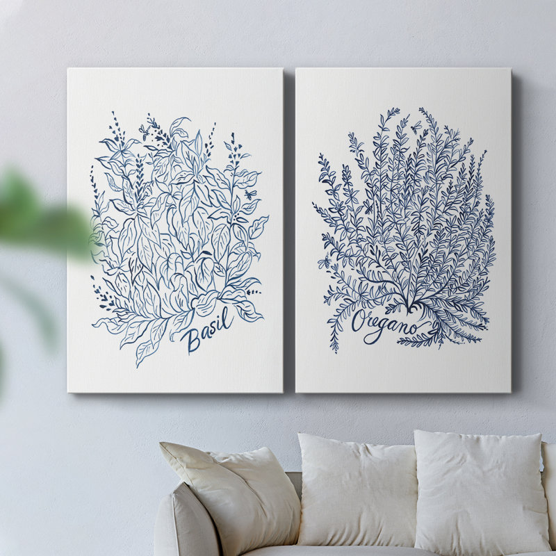 Croquis de jardin d'été Herb I - Toile tendue avec châssis de qualité supérieure - Prêt à être accroché, H 18 po x l 12 po