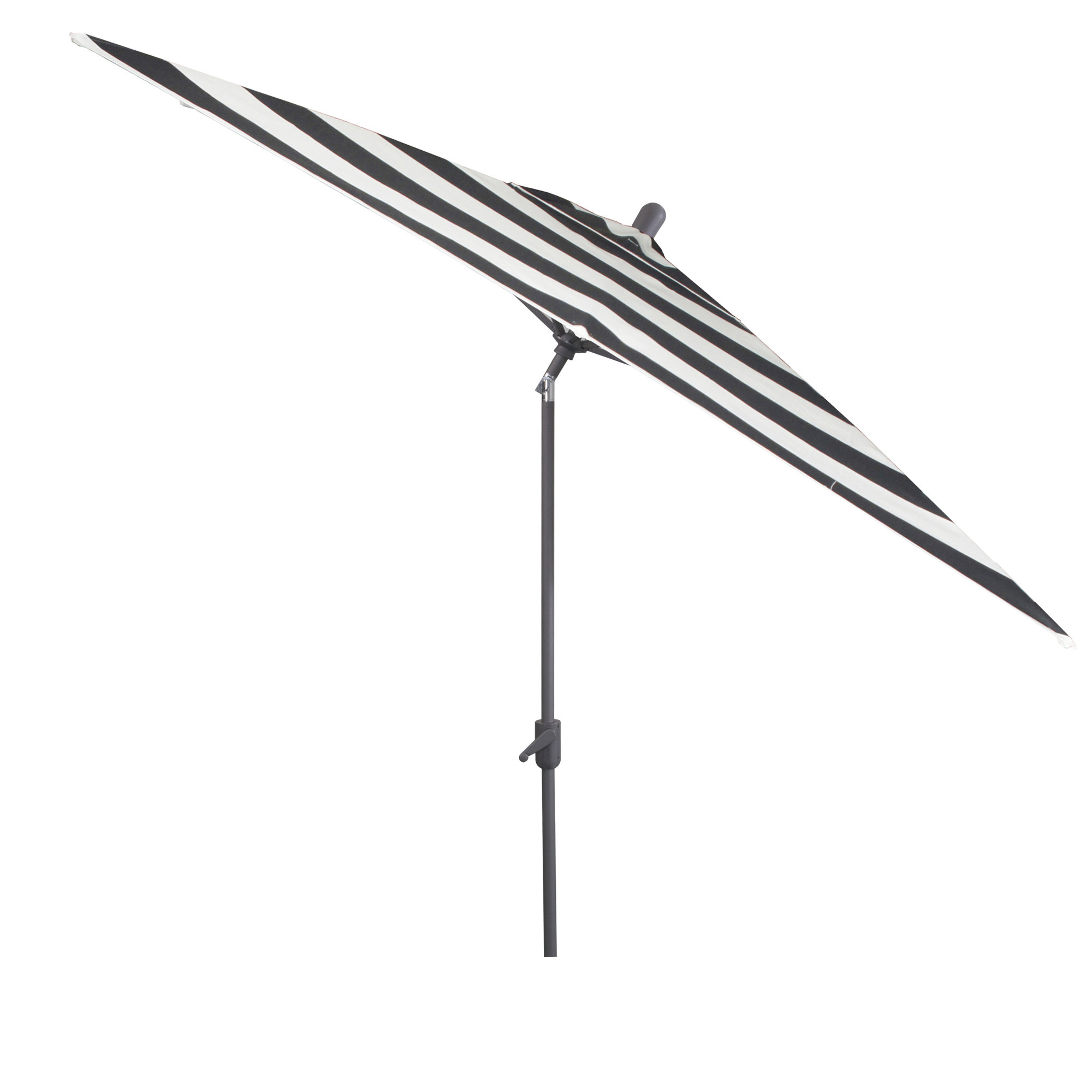 Olivier 116.7'' Outdoor Umbrella, Black Polyester Stripes, Starring Gray