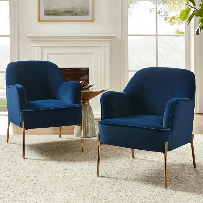 Cleo 26" Wide Contemporary Chair with Recessed Arms, Navy