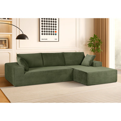 Canapé modulaire convertible en velours côtelé CozyForm, canapé confortable moderne avec rembourrage en mousse, canapé-lit modulaire confortable pour le salon, la chambre à coucher, aucun assemblage requis - Orienté vers la droite