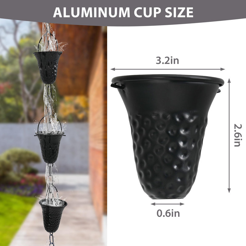 8.5 Feet Metal Rain Chain for Gutters, Bell-Shaped Rain Chain