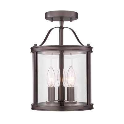 8.75" 3-Light Dimmable Flush Mount with Glass