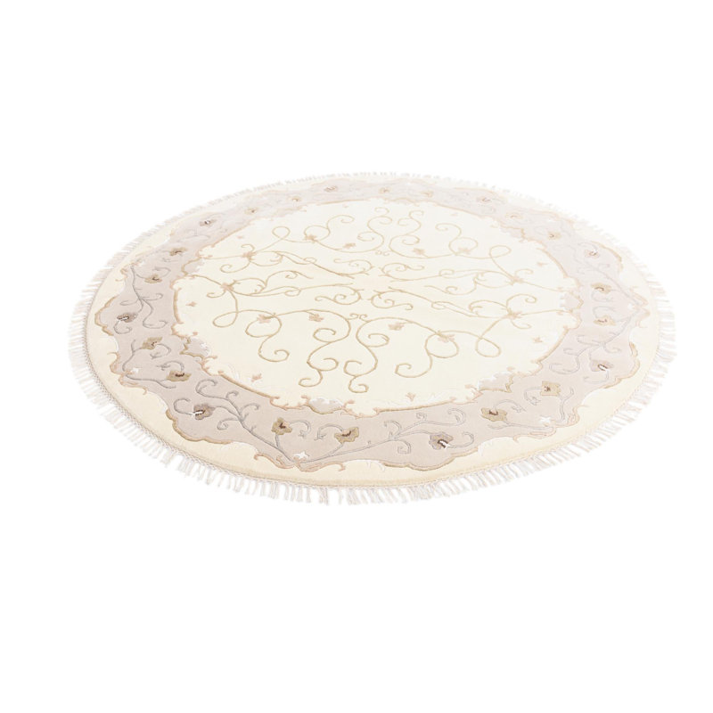 Tapis rond rond beige clair Indira