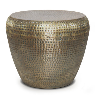 Preston 22"W Metal Modern Industrial End Table with Drum Design and Textured Finish by Simpli Home