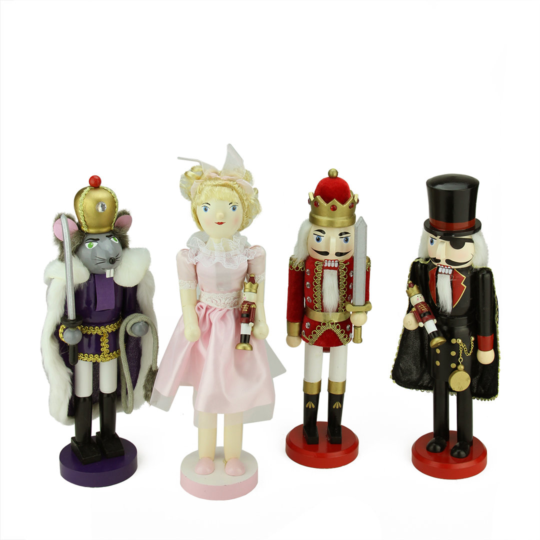Set of 4 Decorative Wooden Nutcracker Suite Ballet Christmas Decorations Northlight Seasonal