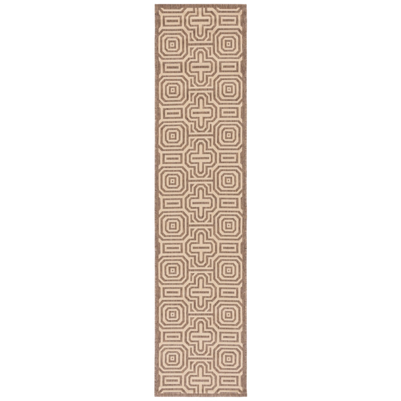 Arneshia Geometric Brown/Natural Indoor / Outdoor Area Rug, Runner 2'3" x 6'7"