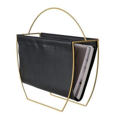 Black And Gold Magazine Holder, 16 Inches by Mercer41