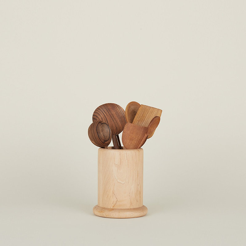 Solid Wood Round Utensil Crock