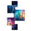 «Midnight Cityscape Spectrum 1», ensemble d'art mural carré 5
