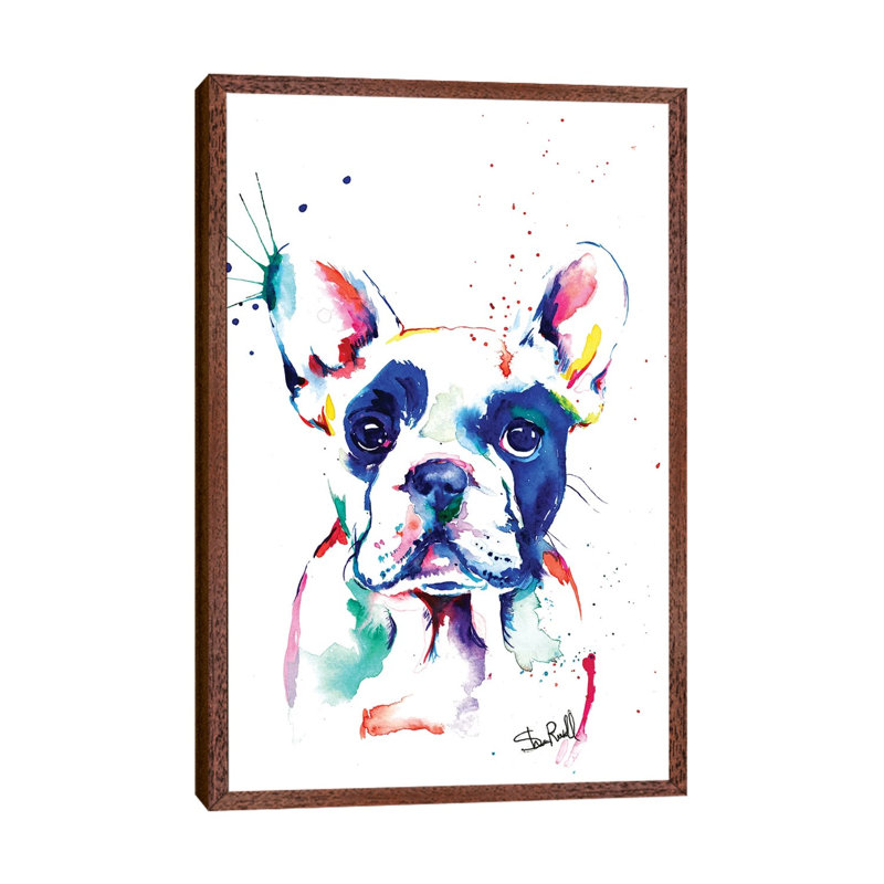 Frenchie I by Weekday Best - Painting on Canvas, Classic Brown Wood Framed, 66.04 cm H x 45.72 cm W