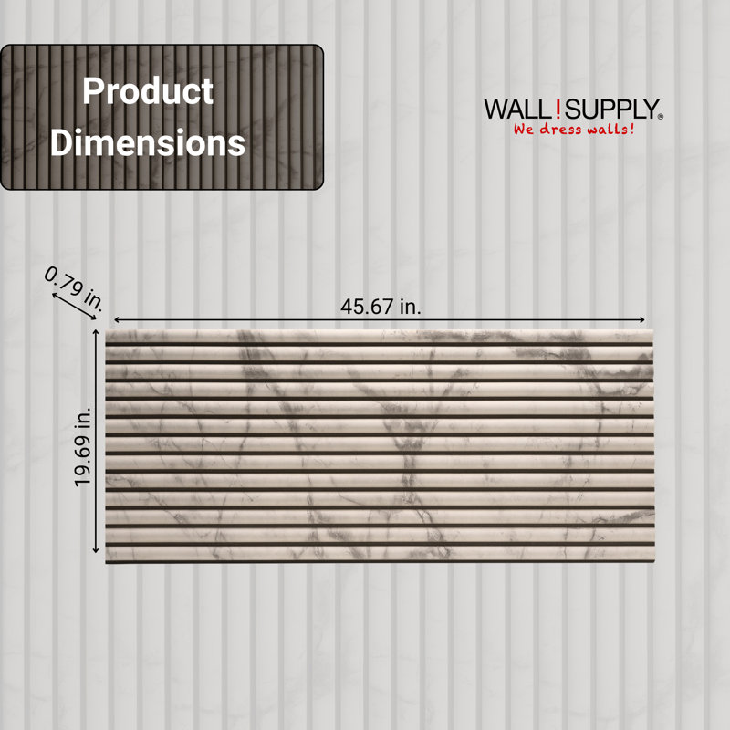 19.69" x 45.67" 3D Wall Panel (4-pack), Marble