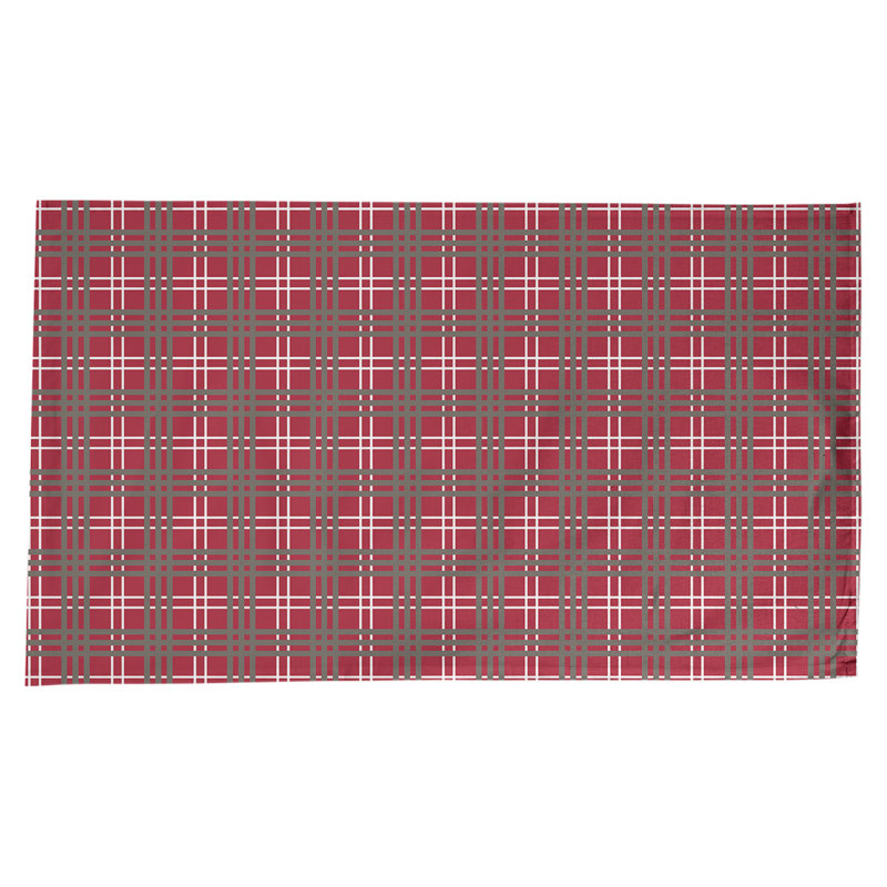 Nappe en mélange de coton à carreaux, Rouge / blanc / étain