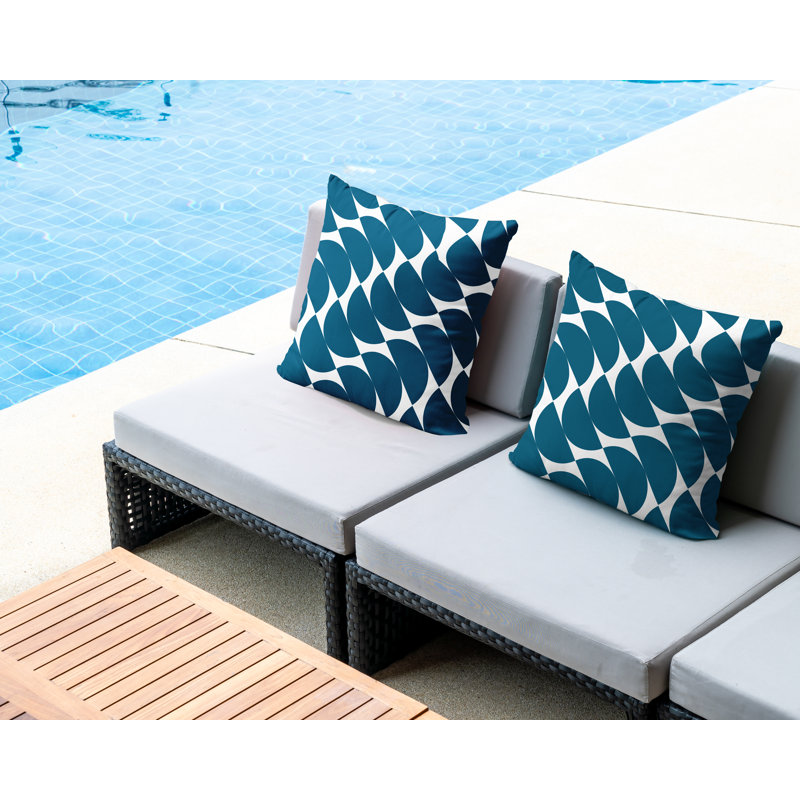 Oreiller carré intérieur / extérieur Mandi, L 19 po x H 19 po, Turquoise