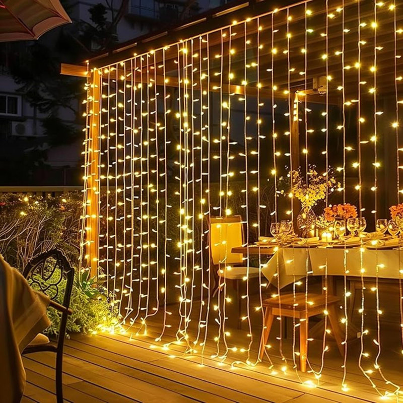 Bright 300 LED Curtain String Lights, Christmas Fairy Lights For Bedroom With 8 Lighting Modes, Connectable Waterproof Window Lights Party Wedding Garden Wall Decor