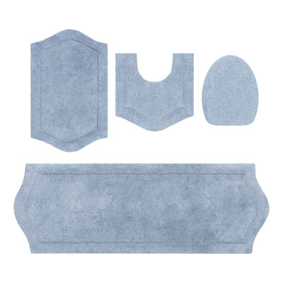Ensemble de tapis de bain Waterford 4 pièces 100 % coton avec housse de protection et envers en latex pulvérisé