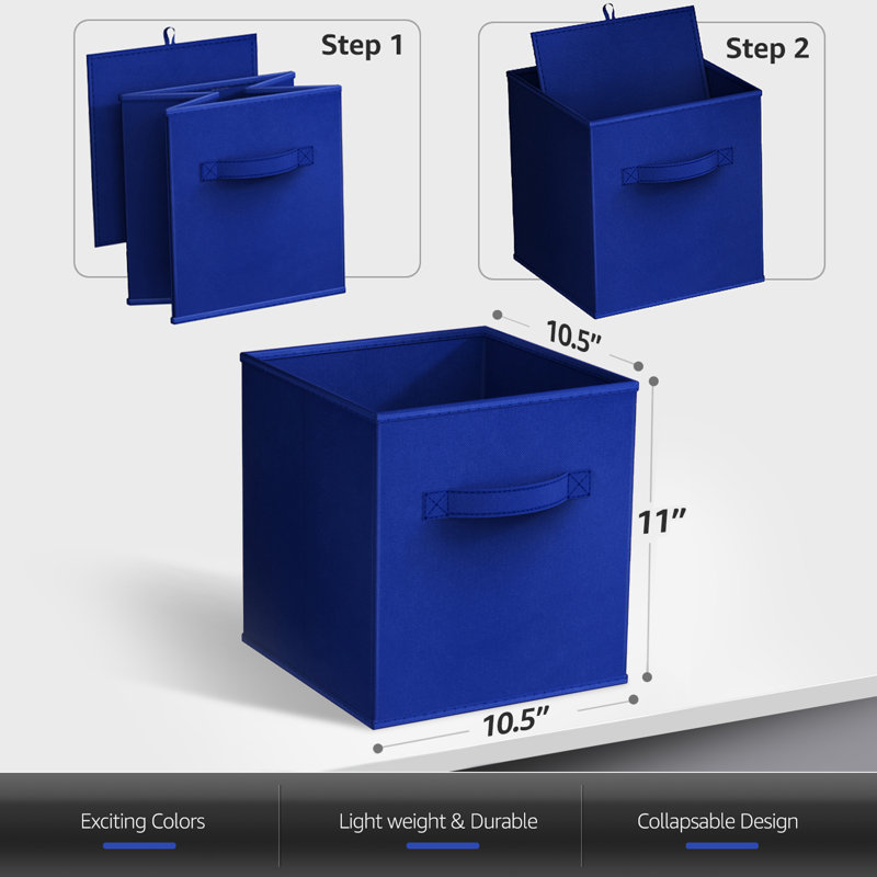 Sorbus 12 Pack Storage Bins - Collapsible Fabric Storage Cubes with Handles, 11" H x 10.5" W x 10.5" D, Bright Rainbow