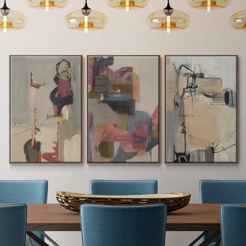 " Sandstone " 3 - Pieces, 24" H x 48" W  x 2" D, Walnut