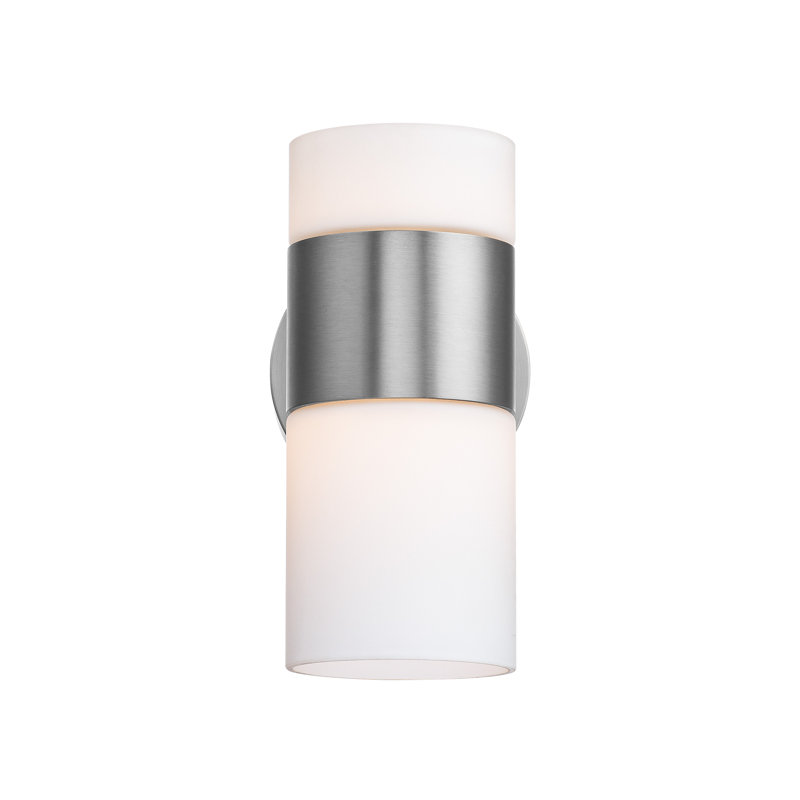 Brushed Nickel Opal Glass Dimmable LED Swing Arm Sconce