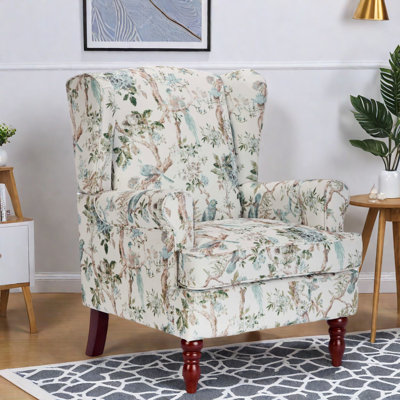 Chaises d'appoint confortables et modernes, revêtues de lin à motif floral, parfaites pour la maison ou le bureau