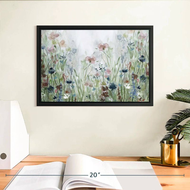 Champs de fleurs sauvages, Cadre flottant noir, 13 po x 9 po