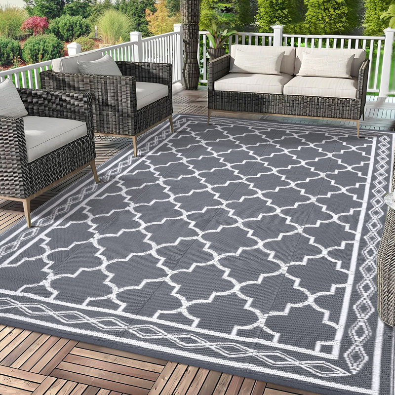 Outdoor Rug Waterproof Outdoor Rug Patio Reversible Plastic Straw Rug, Vintage Camping Rug, Large Outdoor Carpet for Porch, Deck, Backyard, Balcony