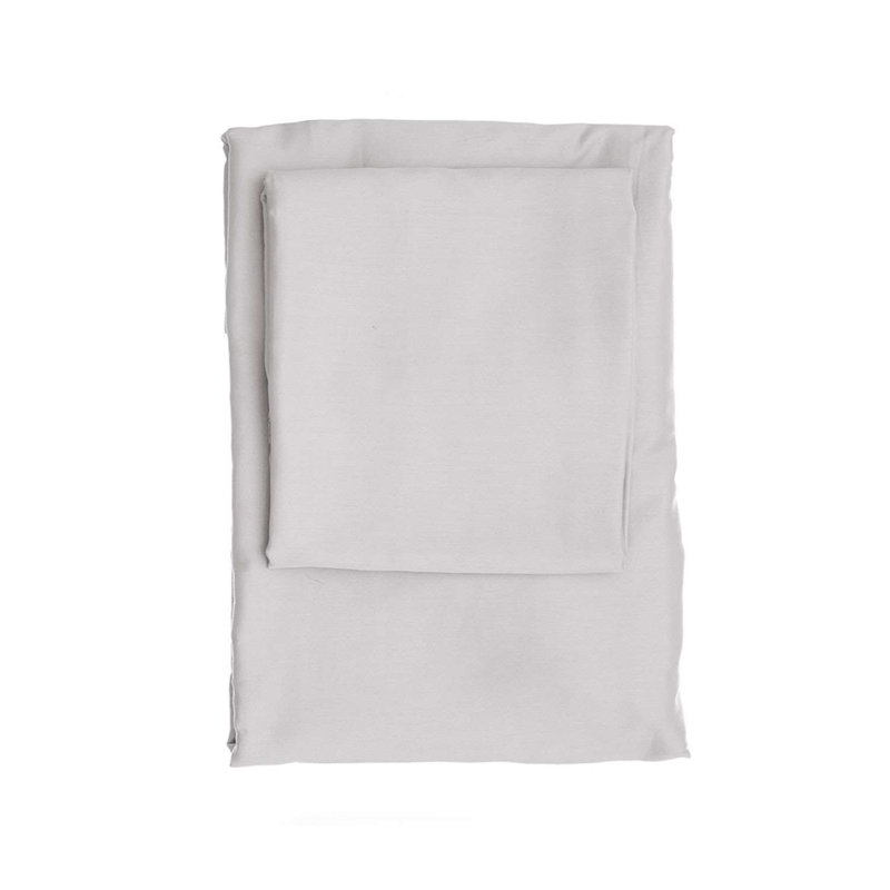 Ensemble de housse de courtepointe en satin, Gris clair, Housse de couette simple + 1 taie d'oreiller